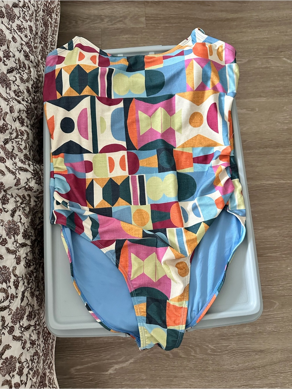Multicolor Geometric One-Piece Swimsuit - Women's